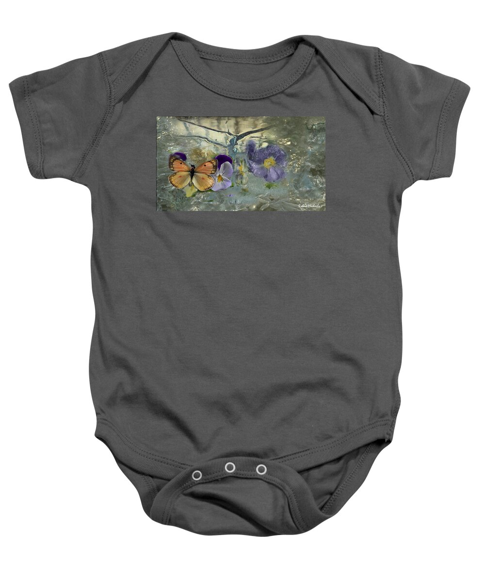 Abstract Baby Onesie featuring the photograph Floral and Ice by Robert Michaels
