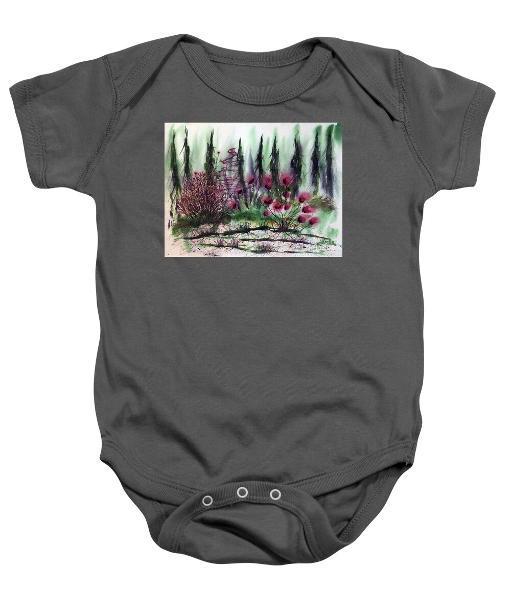Watercolor Baby Onesie featuring the painting Southern Flower Garden by Catherine Ludwig Donleycott