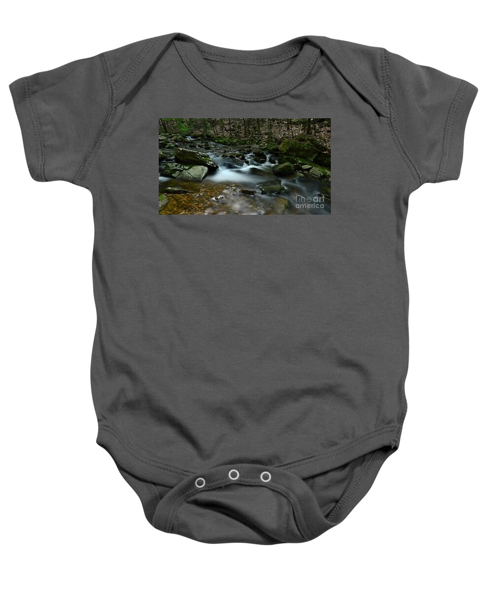 Castle In The Clouds Baby Onesie featuring the photograph Flowing Cascades by Steve Brown