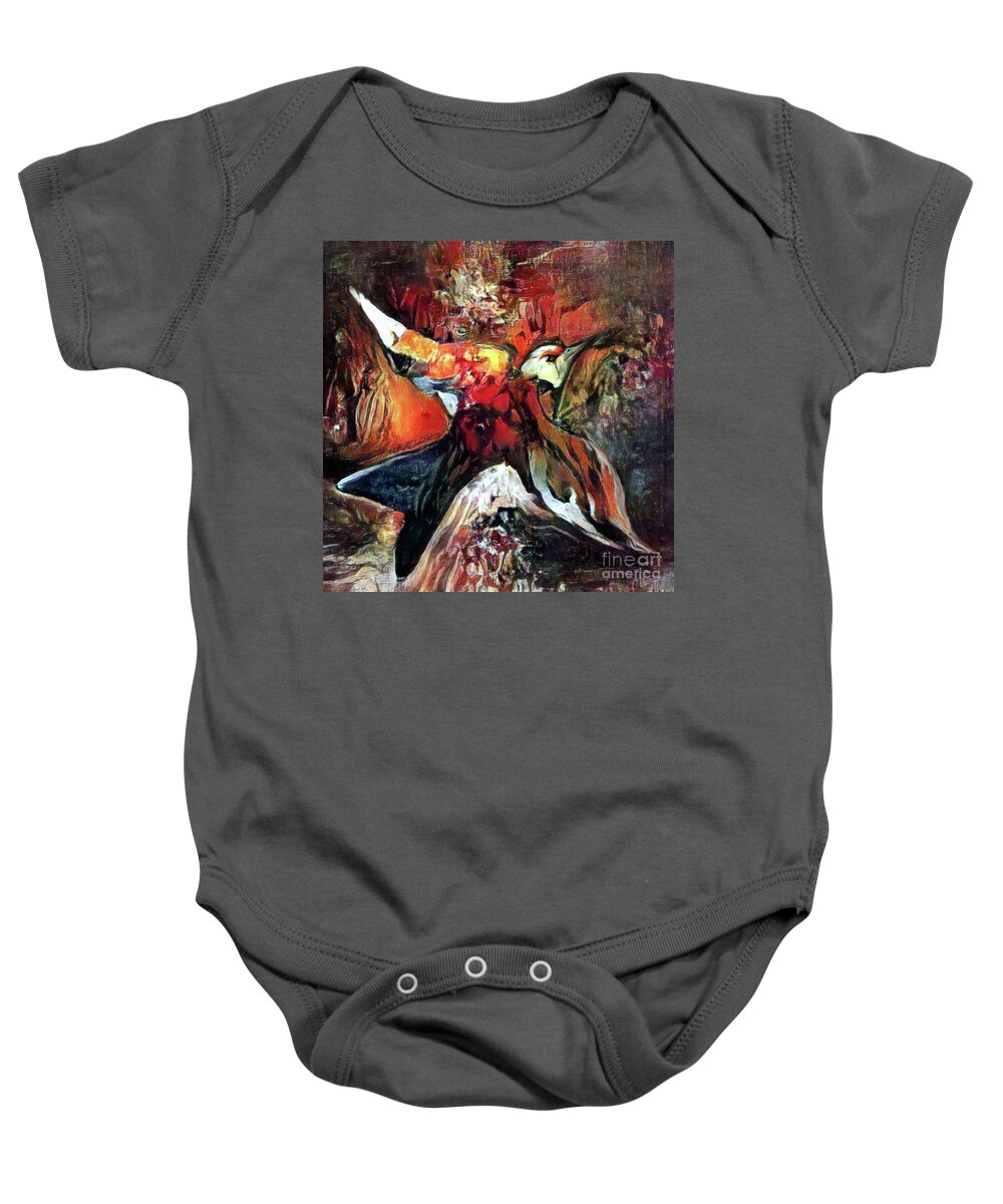 American Art Baby Onesie featuring the digital art Flying Solo 006 by Stacey Mayer by Stacey Mayer