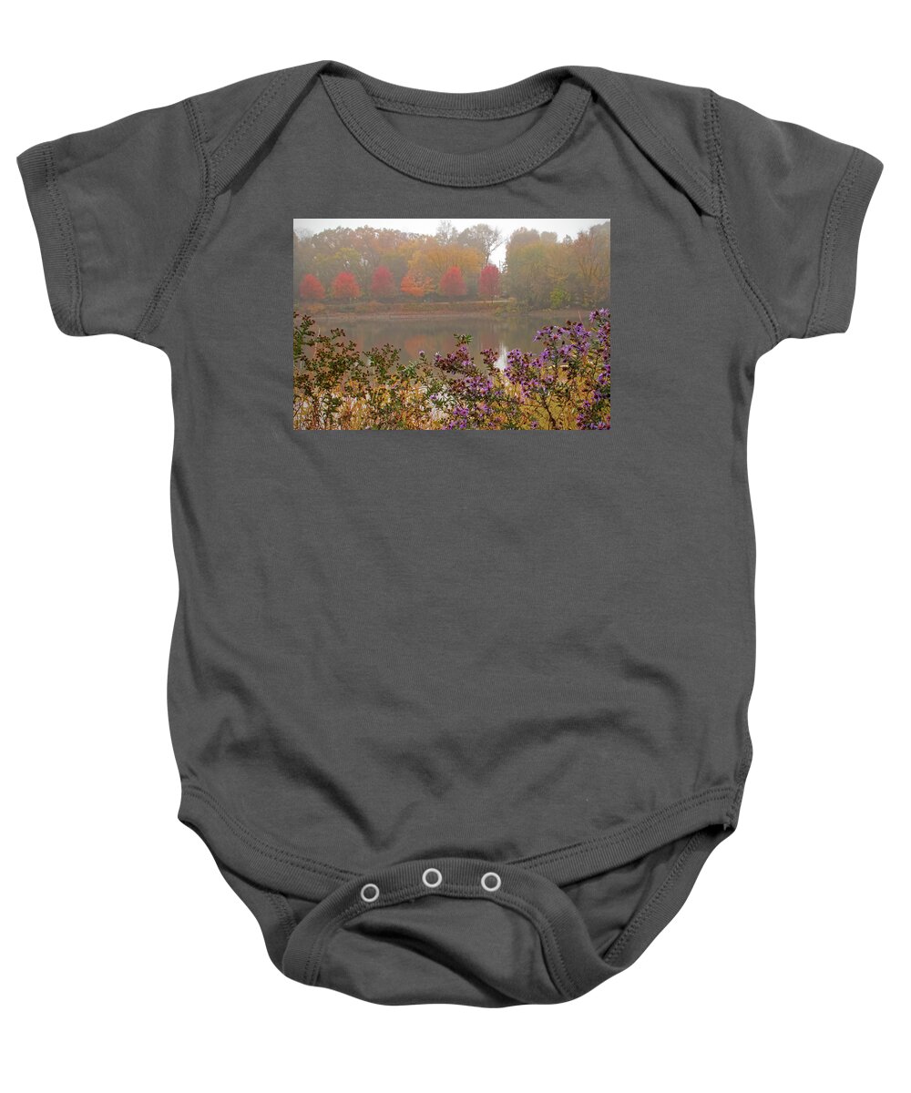 Autumn Baby Onesie featuring the photograph Foggy Day on the Fox River by Ira Marcus
