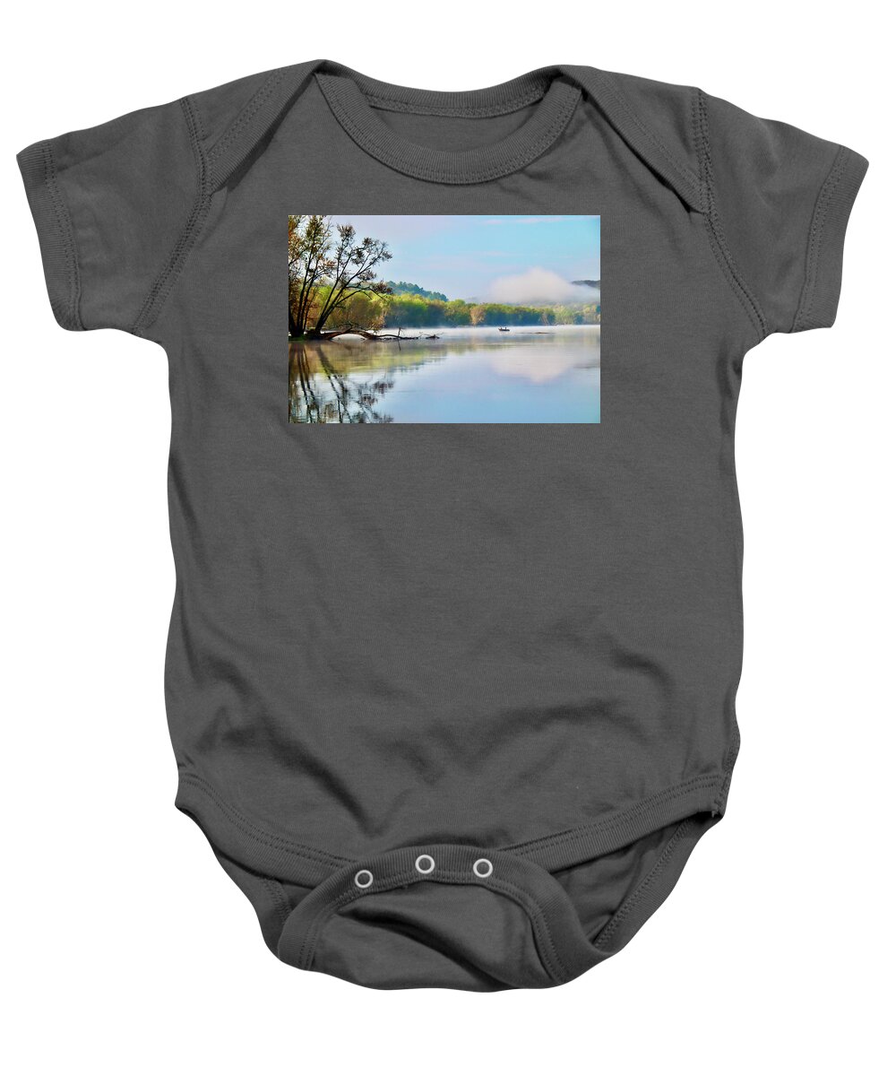 Fog Baby Onesie featuring the photograph Sunrise on the St. Croix by Sarah Lilja