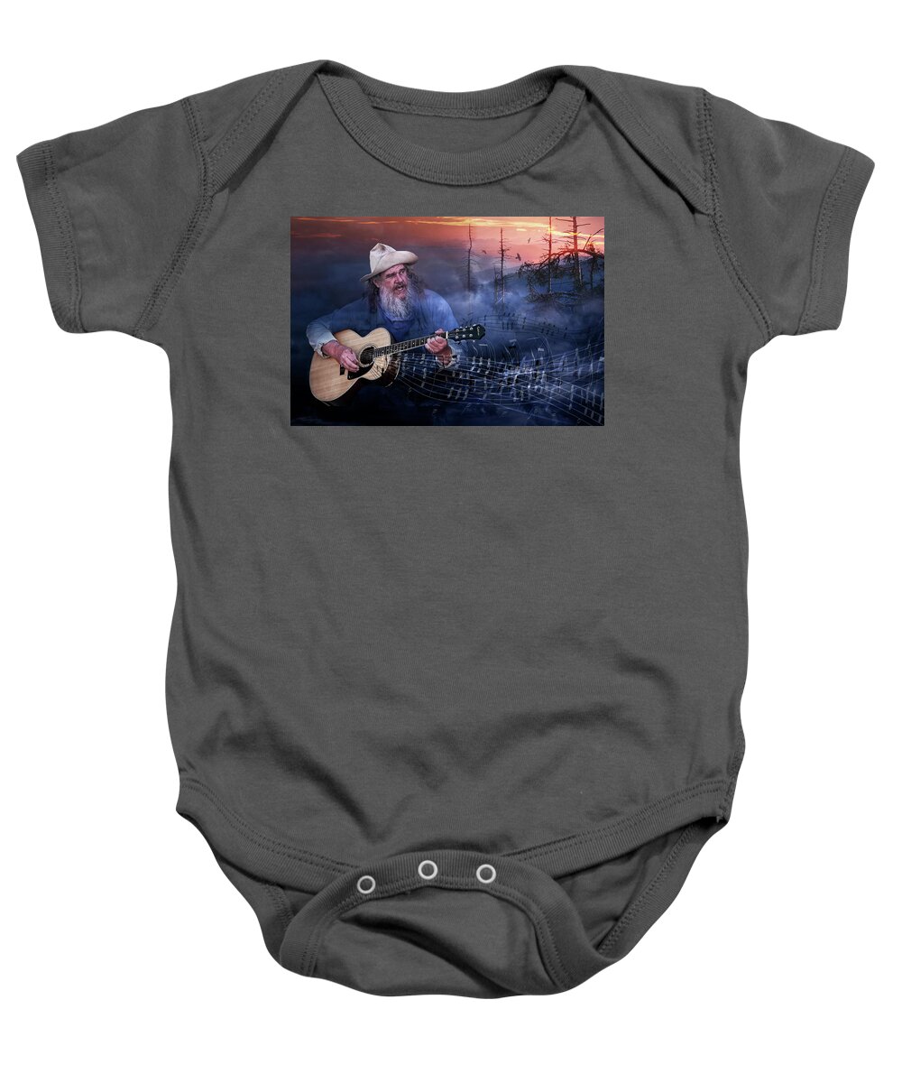 Music Baby Onesie featuring the photograph Folk Music In The Hills by Randall Nyhof