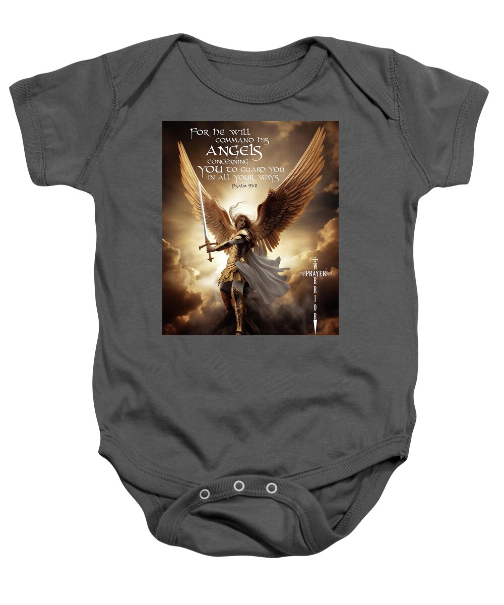Angels Baby Onesie featuring the digital art For He Will by David Maynard