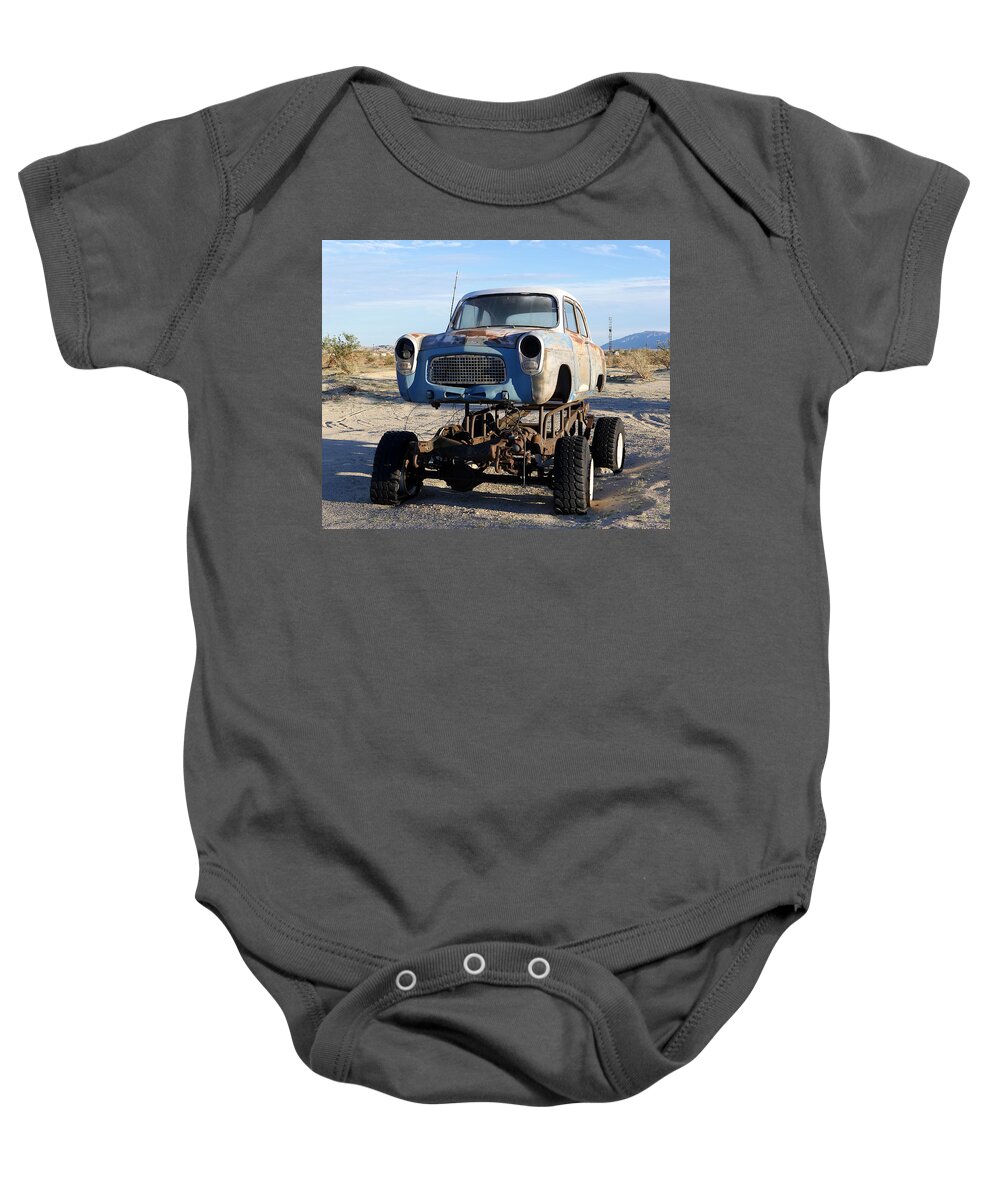 Richard Reeve Baby Onesie featuring the photograph Ford Popular Raised in the Desert by Richard Reeve