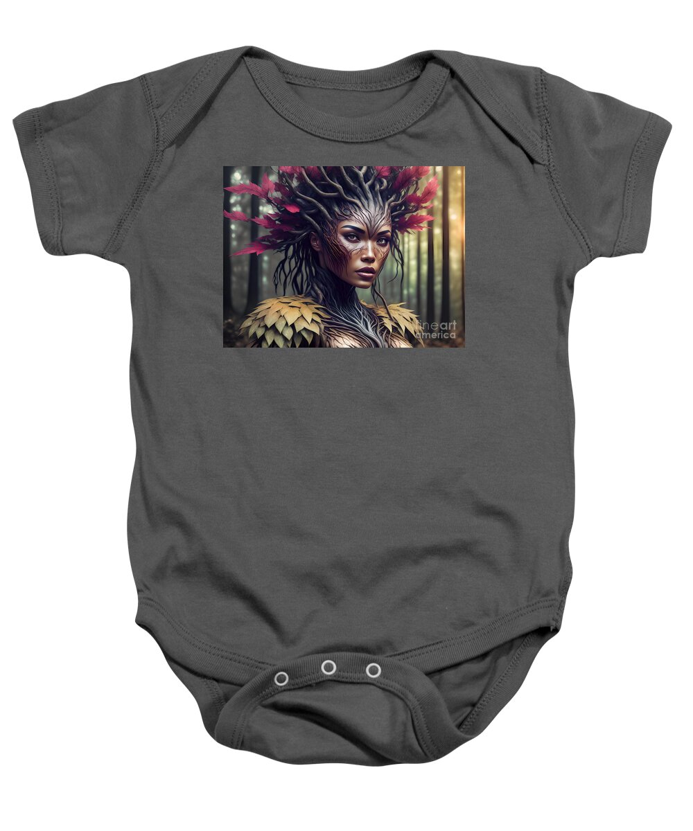 Abstract Baby Onesie featuring the digital art Forest Guardian - Portrait 12 by Philip Preston