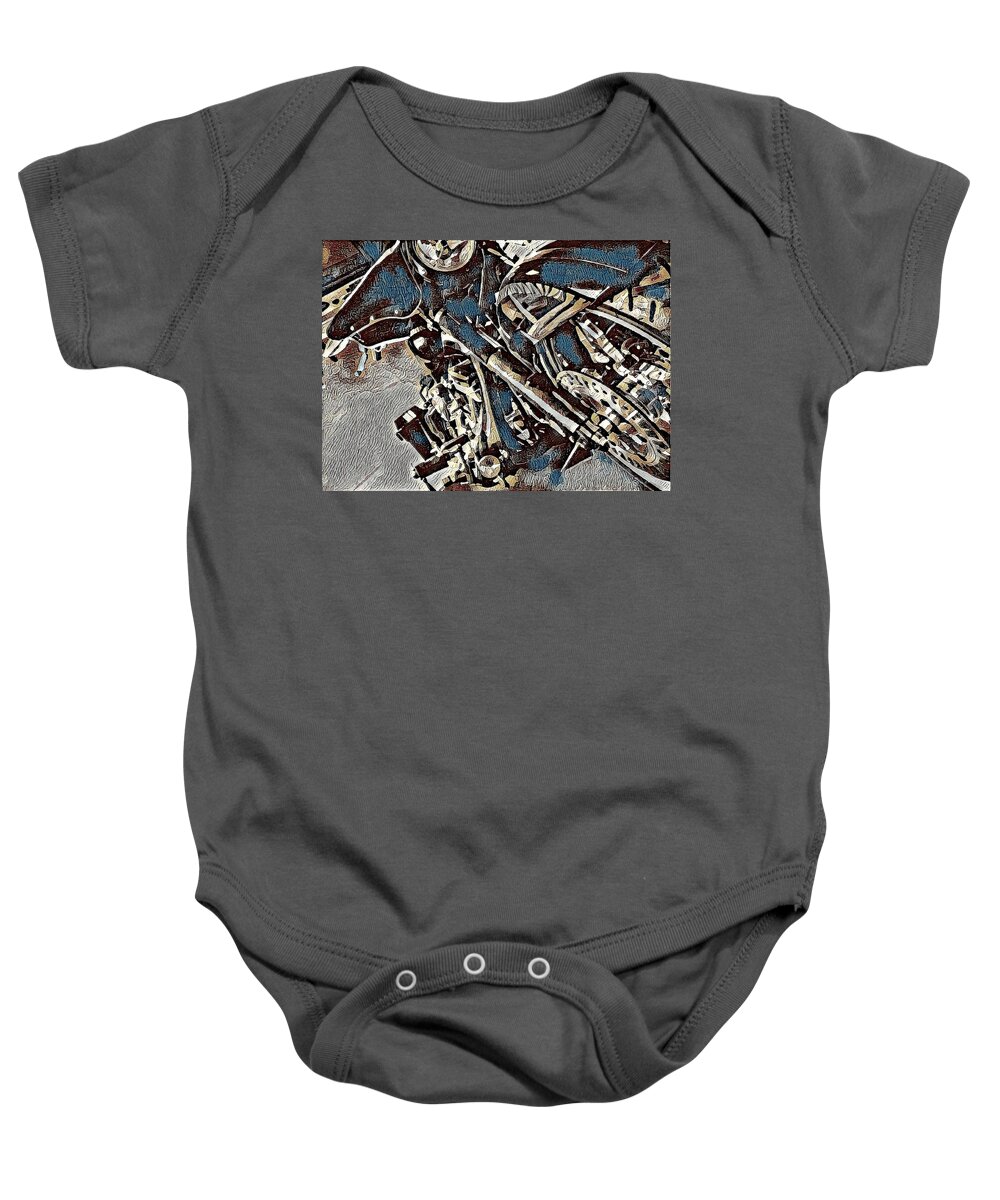 Motorcycle Baby Onesie featuring the digital art Forever Two Wheels by David Manlove