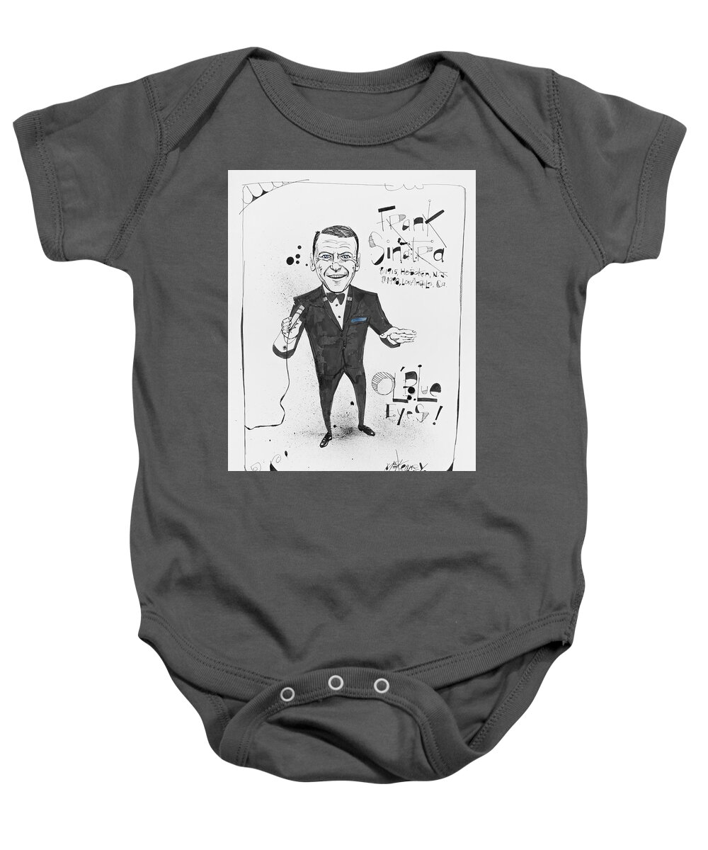  Baby Onesie featuring the drawing Frank Sinatra by Phil Mckenney