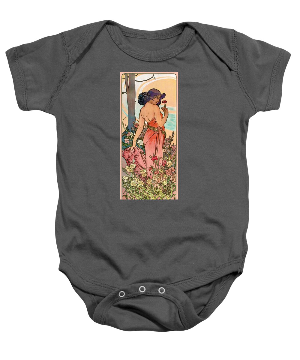 Frau Jugendstil Baby Onesie featuring the painting Frau Jugendstil Kunst Art Nouveau 2 by Tony Rubino