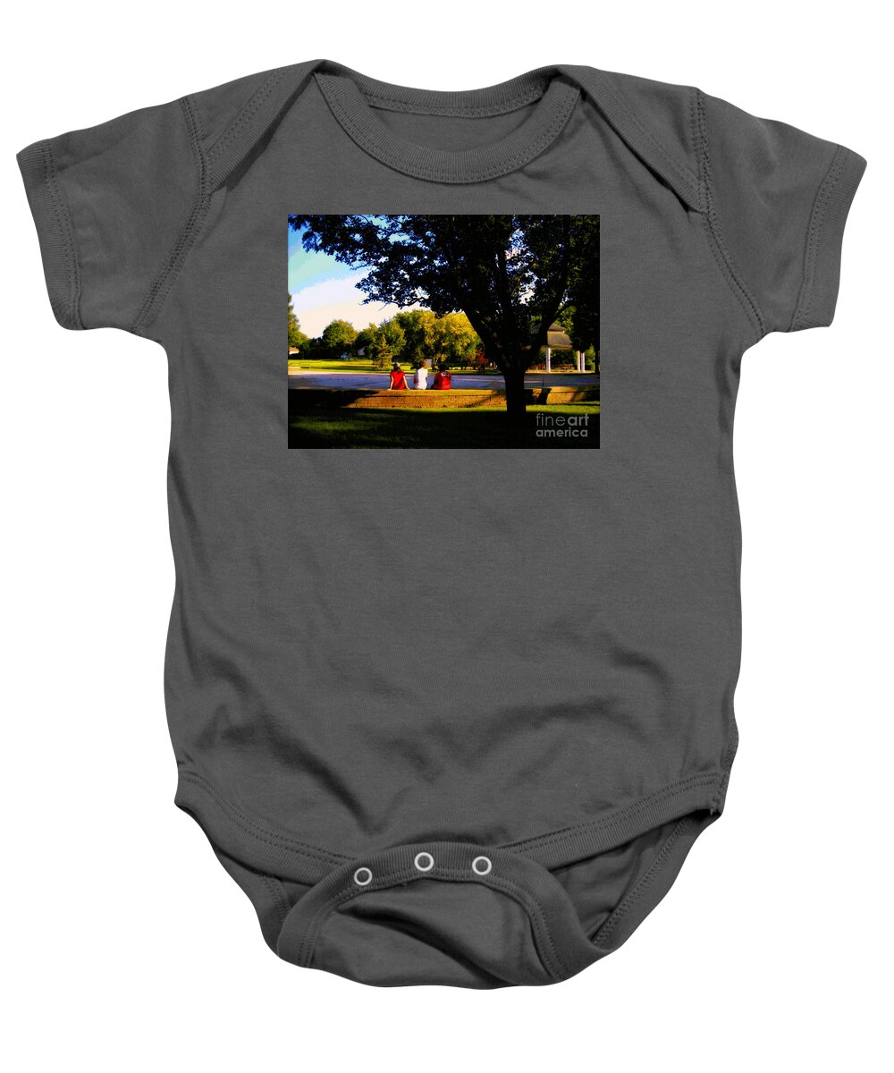 Impressionism Baby Onesie featuring the photograph Friends At The Park - Impressionism by Frank J Casella