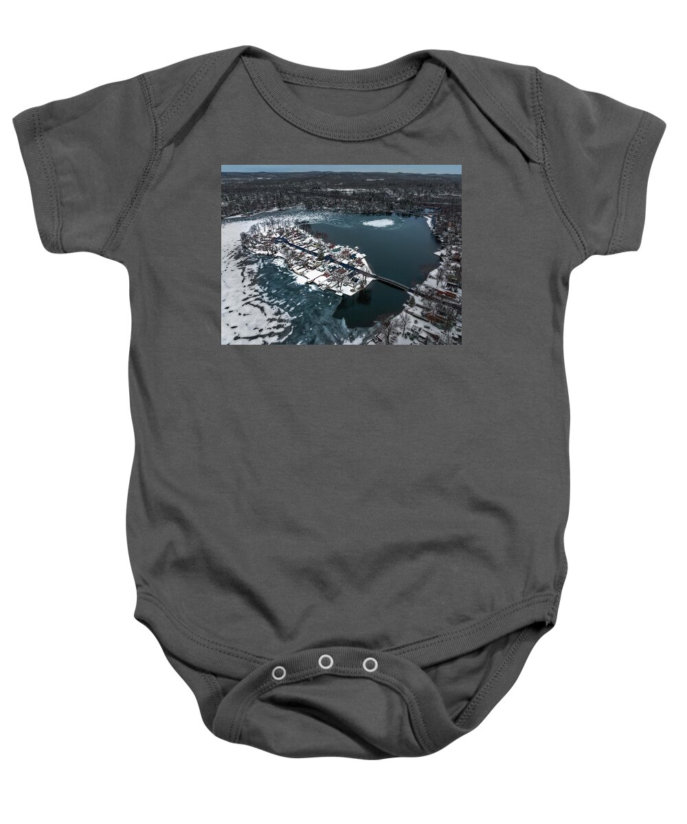Denville Baby Onesie featuring the photograph Frozen NJ Island by Susan Candelario