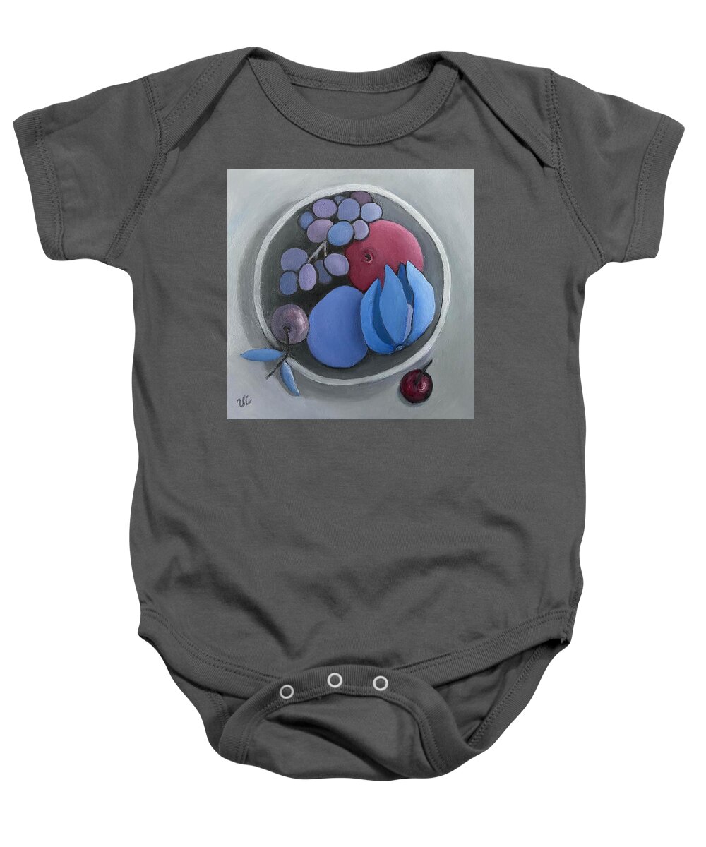 Fruits Baby Onesie featuring the painting Fruits in a Bowl by Victoria Lakes