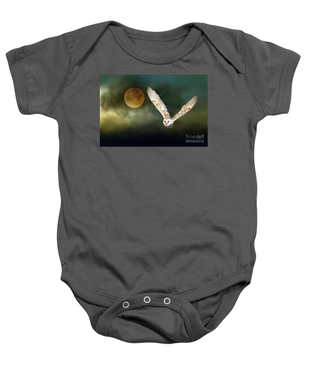 Moonlight Baby Onesie featuring the photograph Full Moon Night by Eva Lechner