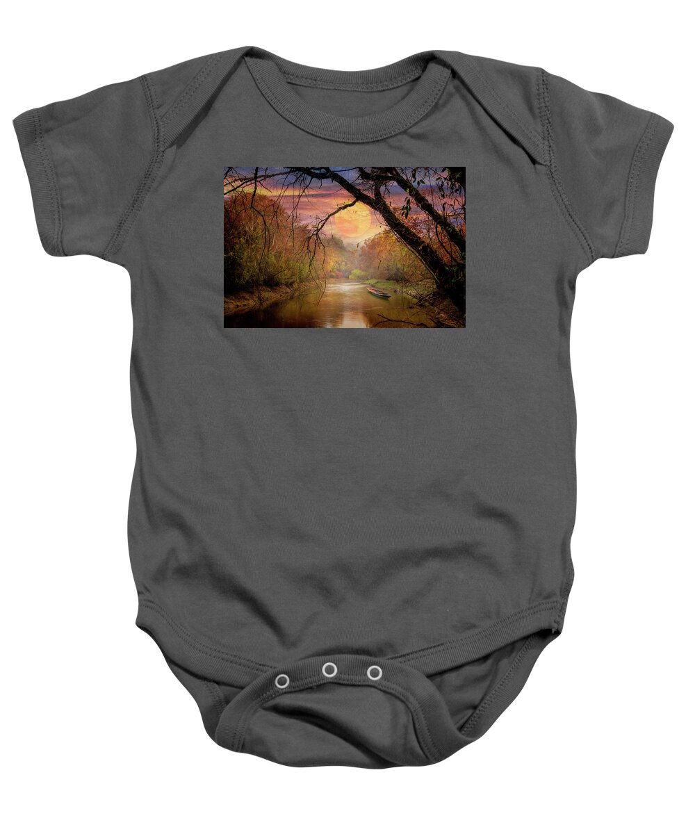 Lake Baby Onesie featuring the photograph Full Moon Reflections by Debra and Dave Vanderlaan