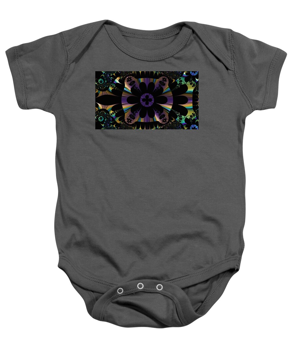 Fractal Baby Onesie featuring the digital art Fun Fractal Flowers by Ally White