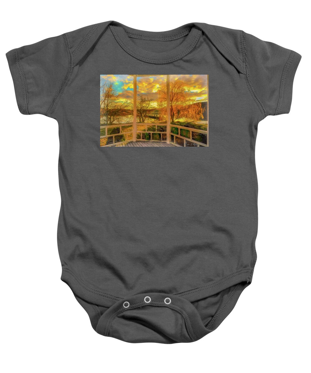 West Point Baby Onesie featuring the photograph Gazebo Looking Over the Hudson River at West Point New York by Cordia Murphy