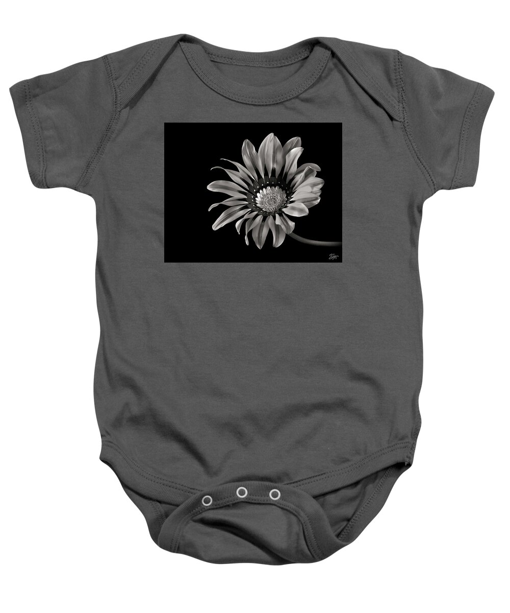 Flower Baby Onesie featuring the photograph Gazinia 2 in Black and White by Endre Balogh