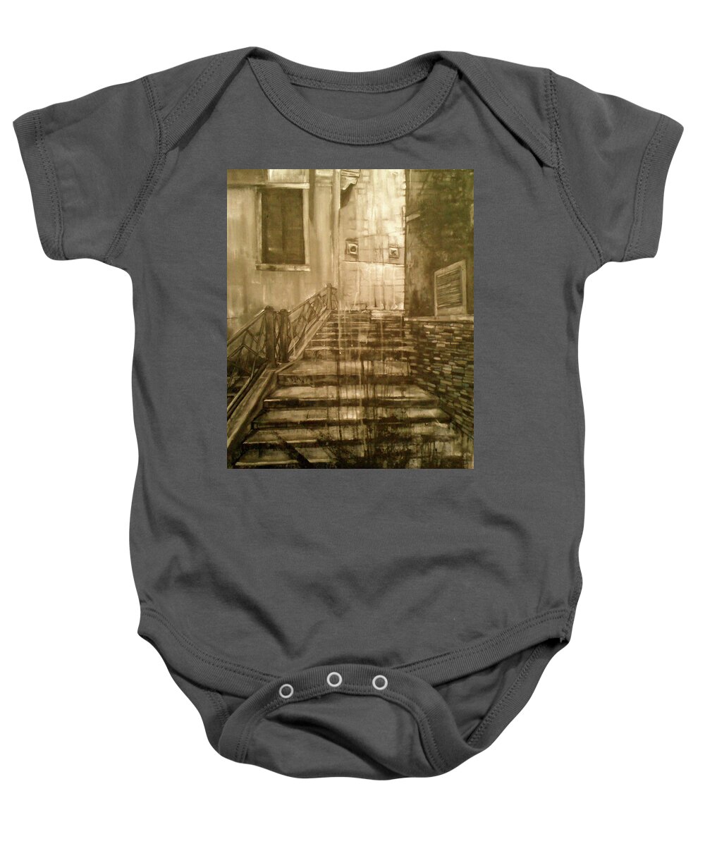 Urban Landscape Baby Onesie featuring the painting Impressions by Try Cheatham