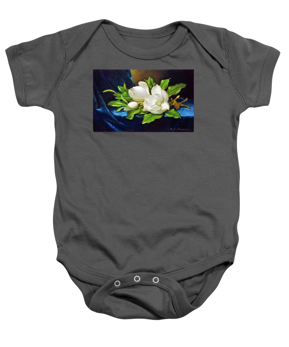 Magnolia Baby Onesie featuring the digital art Giant Magnolias by Long Shot