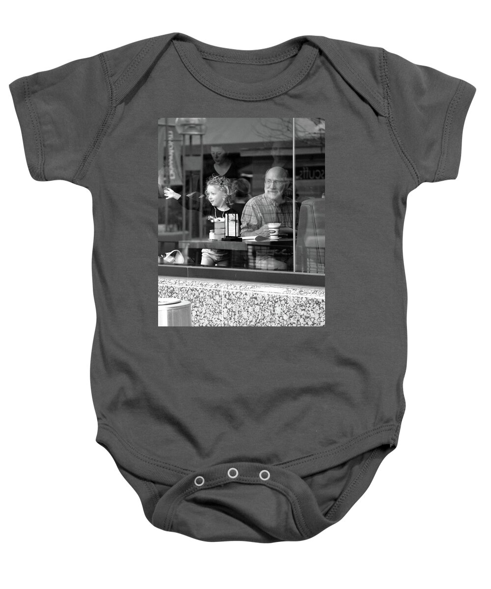 Black And White Baby Onesie featuring the photograph Girl Waving by Amee Cave