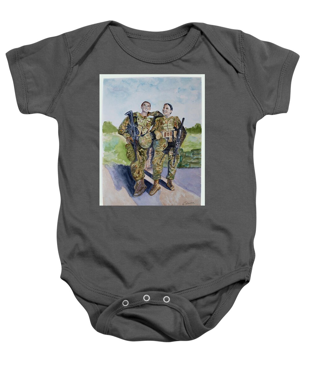 Soldier Baby Onesie featuring the painting Girls' Day Out by Barbara F Johnson