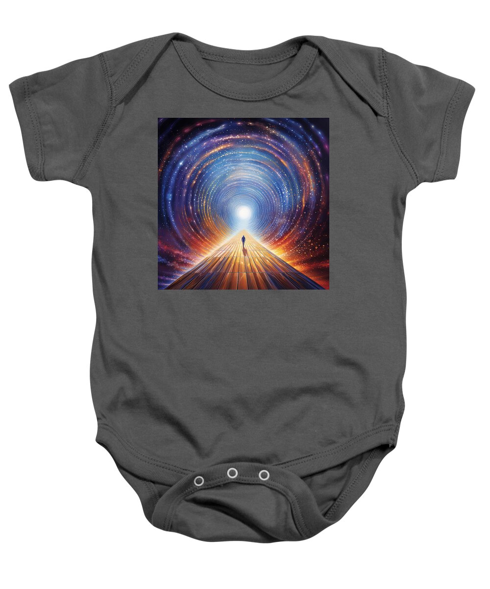 Near Death Experience Baby Onesie featuring the painting Glimpses of the Afterlife by Lourry Legarde