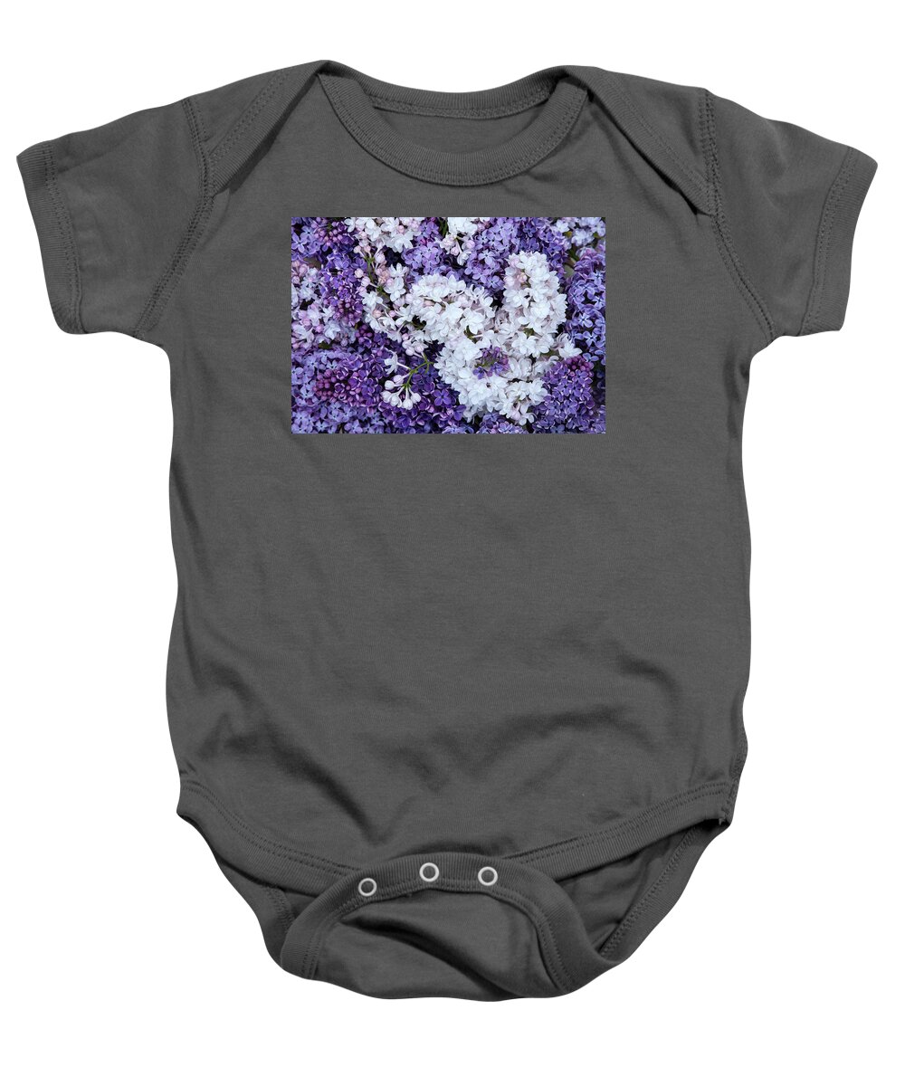 Face Mask Baby Onesie featuring the photograph Glorious Lilacs by Theresa Tahara