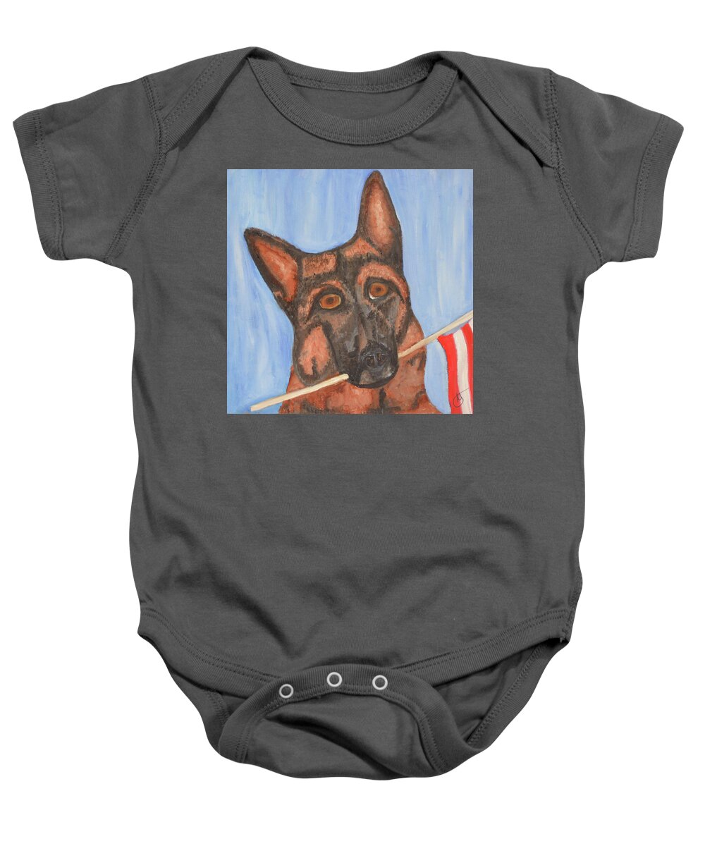 Dogs Baby Onesie featuring the painting Glory by Anita Hummel