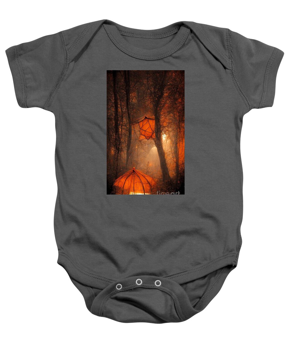 Ai Baby Onesie featuring the digital art Glowing cocoons by Martine Roch