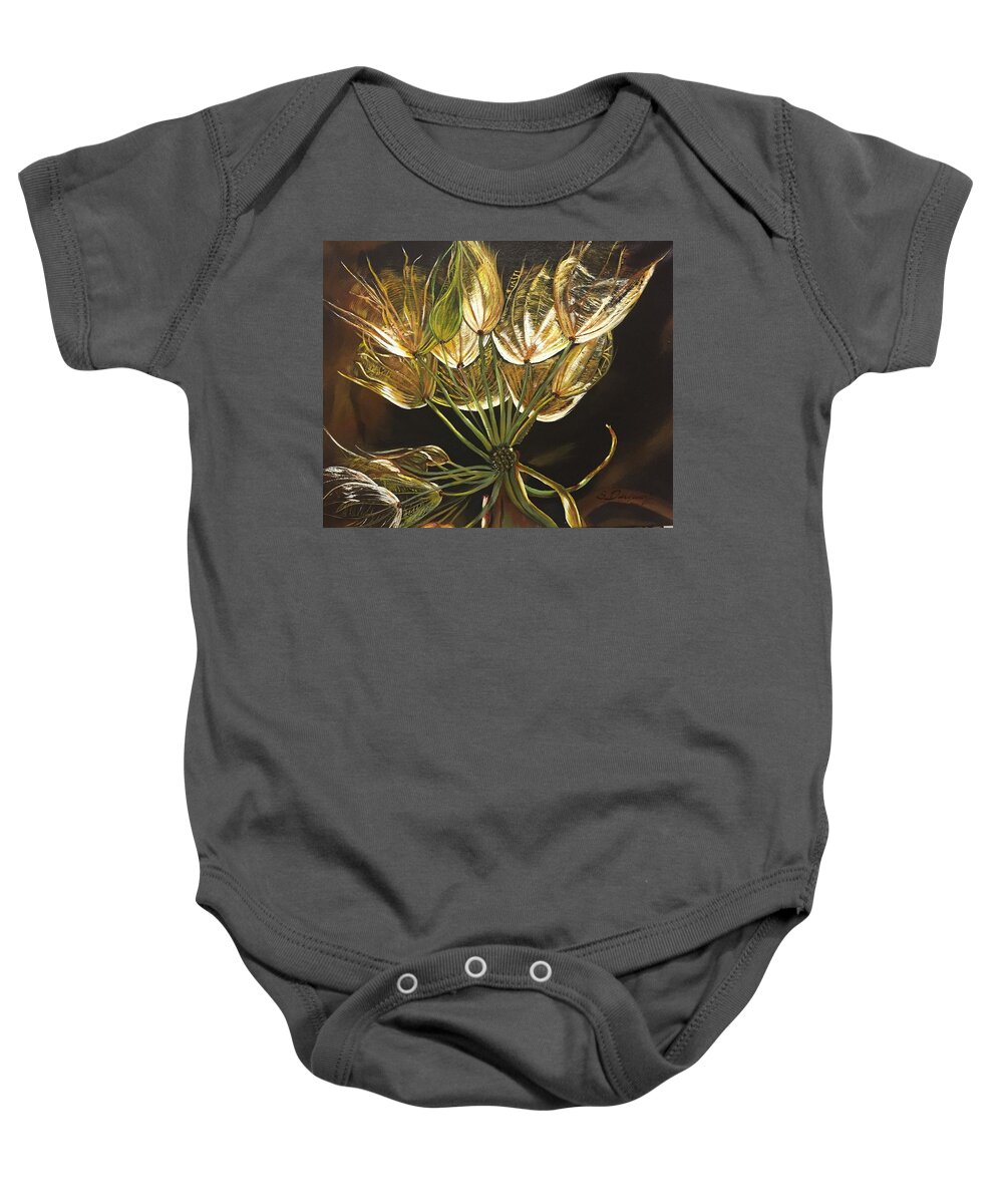 Glowing Baby Onesie featuring the painting Glowing by Sharon Duguay