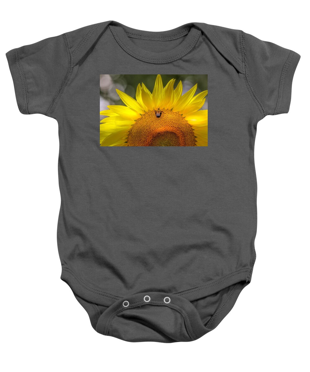 Flower Baby Onesie featuring the photograph Glowing Sunflower by Susan Rydberg