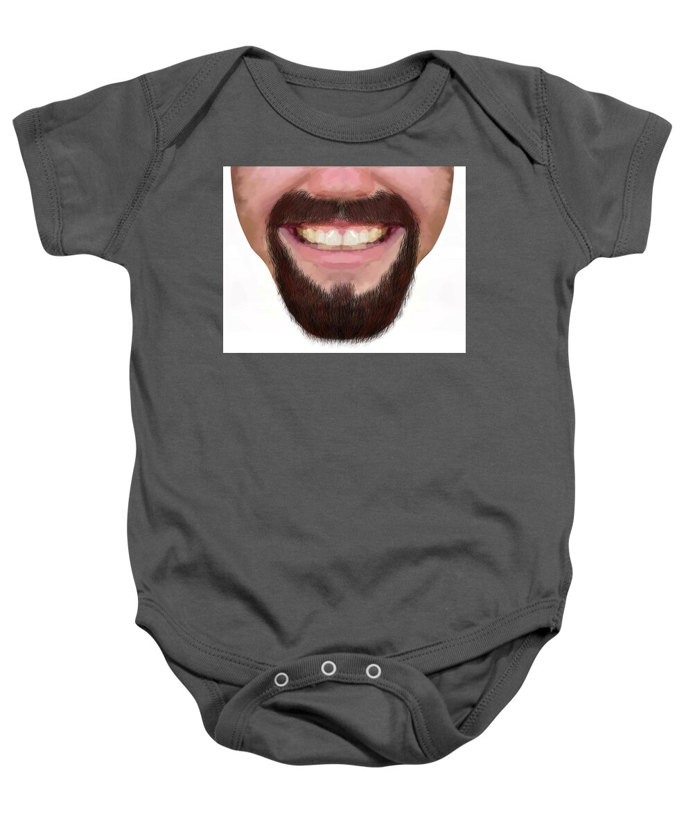 Face Baby Onesie featuring the drawing Goatee Facial Hair Male Novelty Face Mask by Joan Stratton