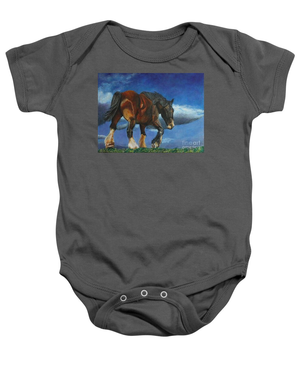 Horse Baby Onesie featuring the painting Going Home by Bob Williams