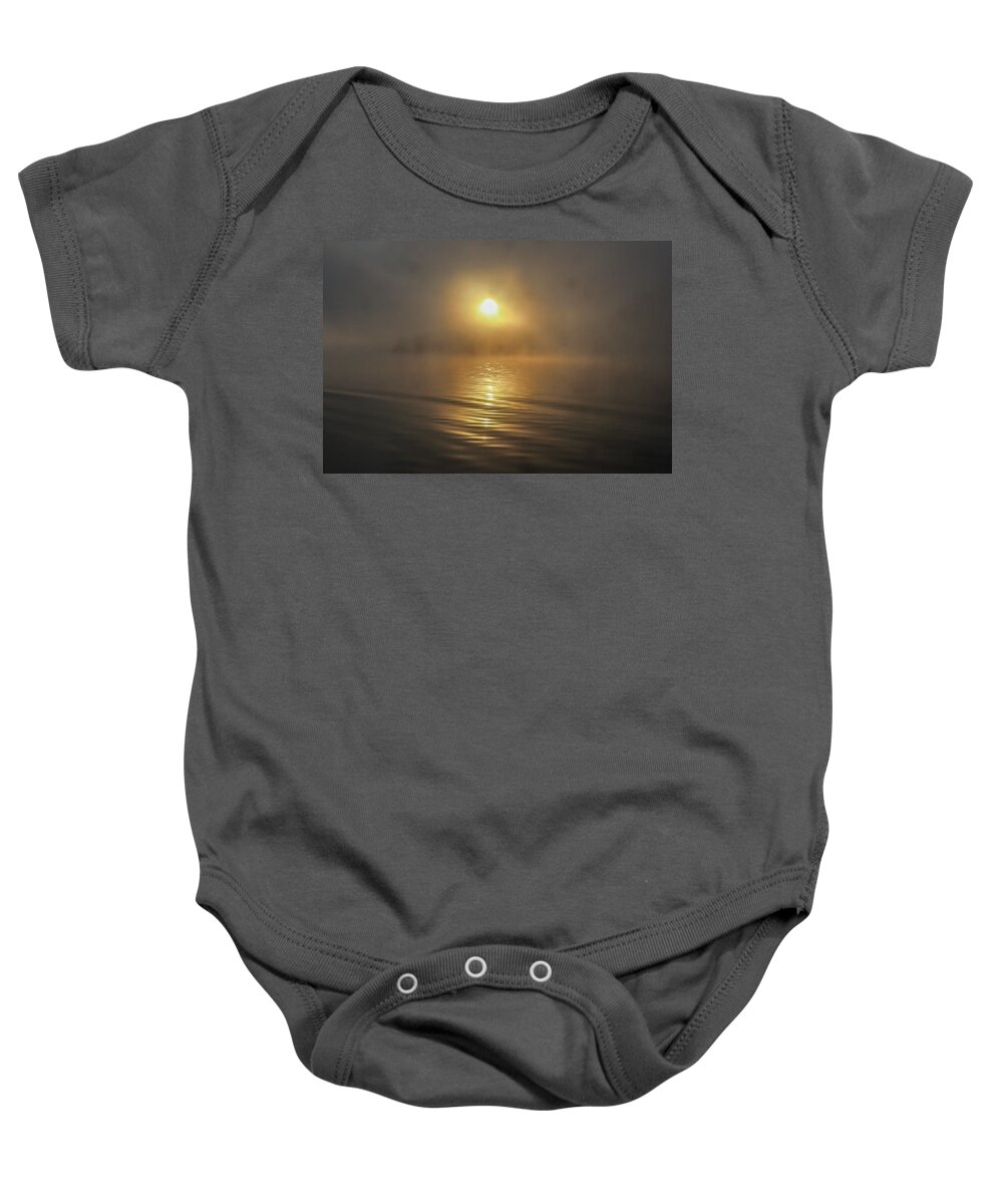 Lake Baby Onesie featuring the photograph Gold Smoke Sunrise by Ed Williams