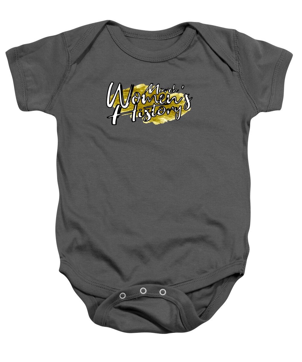 Gold Baby Onesie featuring the digital art Gold Women's History Month March by Delynn Addams