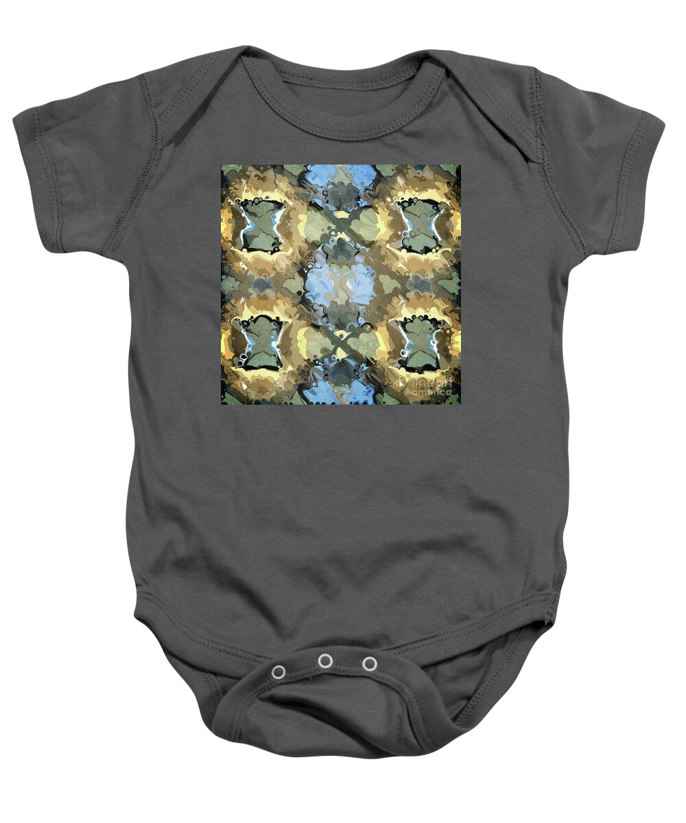 Gold Baby Onesie featuring the digital art Golden Abstract Pattern by Phil Perkins
