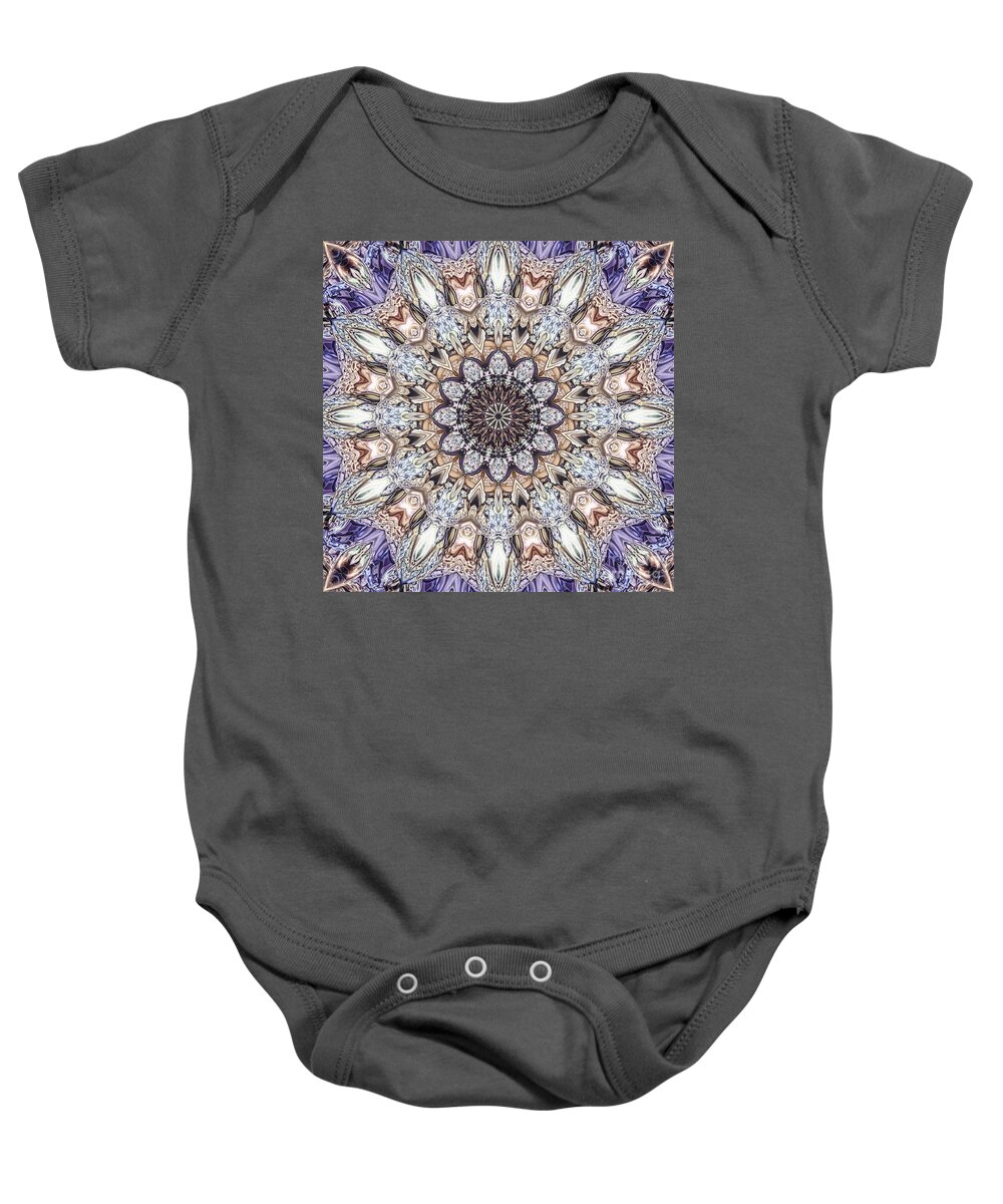 Mandala Baby Onesie featuring the digital art Golden Layers Abstract by Phil Perkins