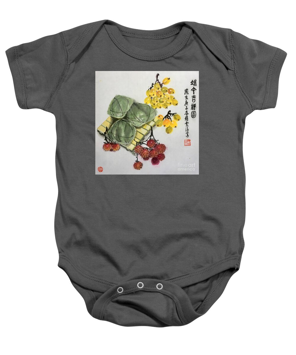 Dragon Boat Festival Baby Onesie featuring the painting Good Health at Dragon Boat Festival by Carmen Lam