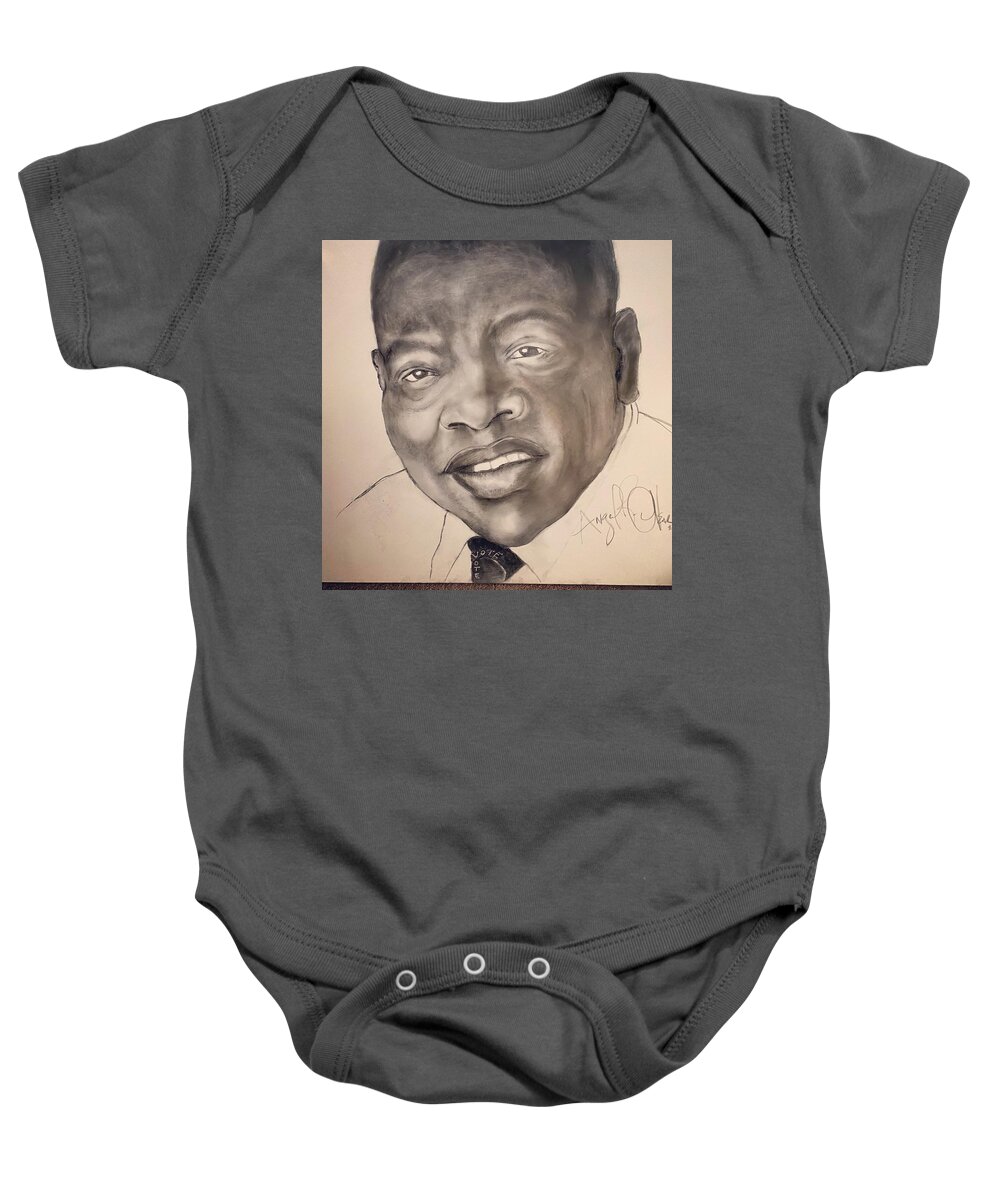  Baby Onesie featuring the drawing Good Trouble by Angie ONeal