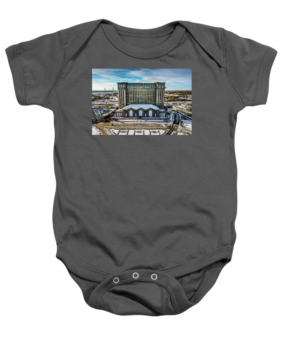 Detroit Baby Onesie featuring the photograph Grand Central DJI_0462 by Michael Thomas