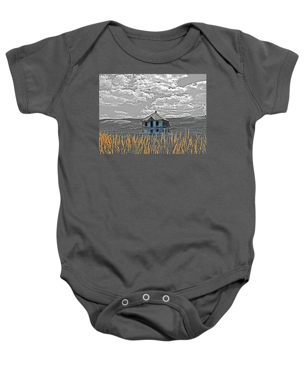  Baby Onesie featuring the digital art Grass Land Homestead by Fred Loring