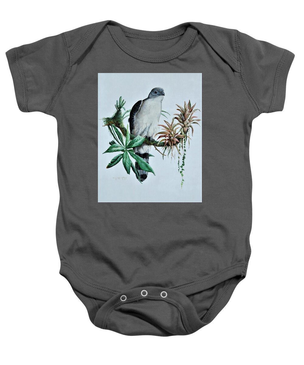 Gray-headed Kite Baby Onesie featuring the painting Gray-headed Kite by Barry Kent MacKay