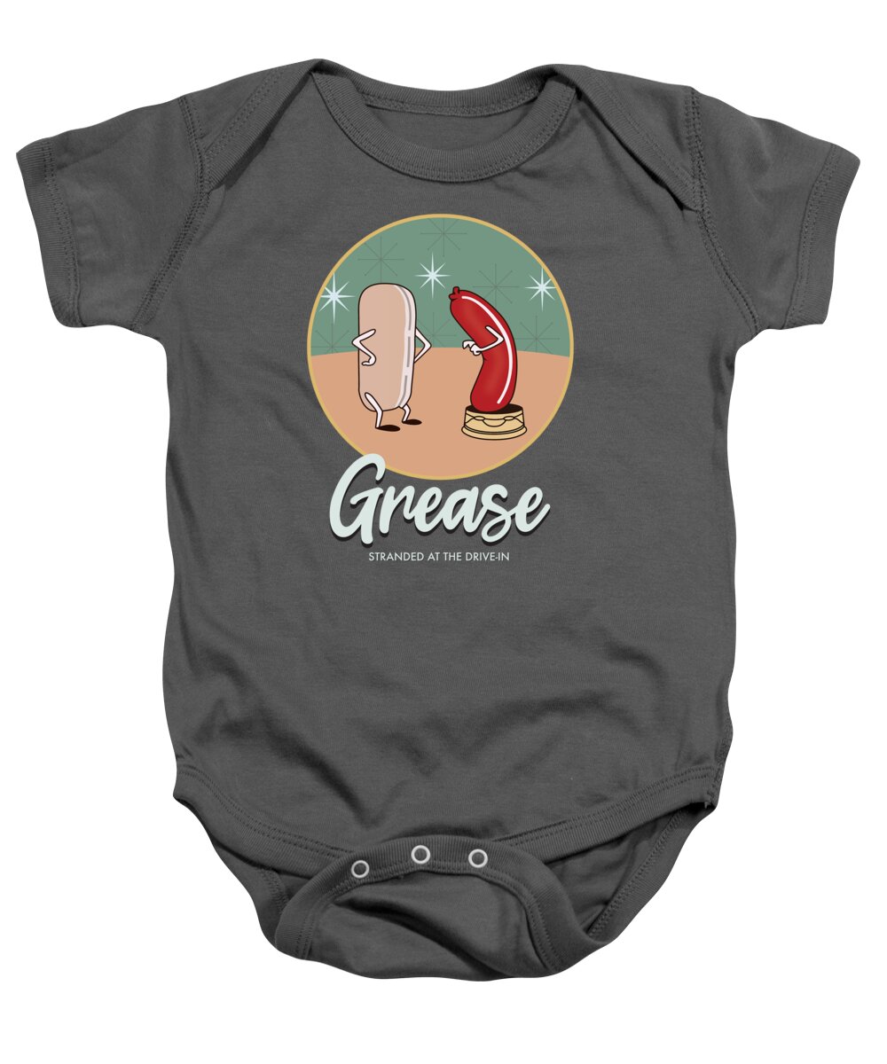 Grease Baby Onesie featuring the digital art Grease - Alternative Movie Poster by Movie Poster Boy