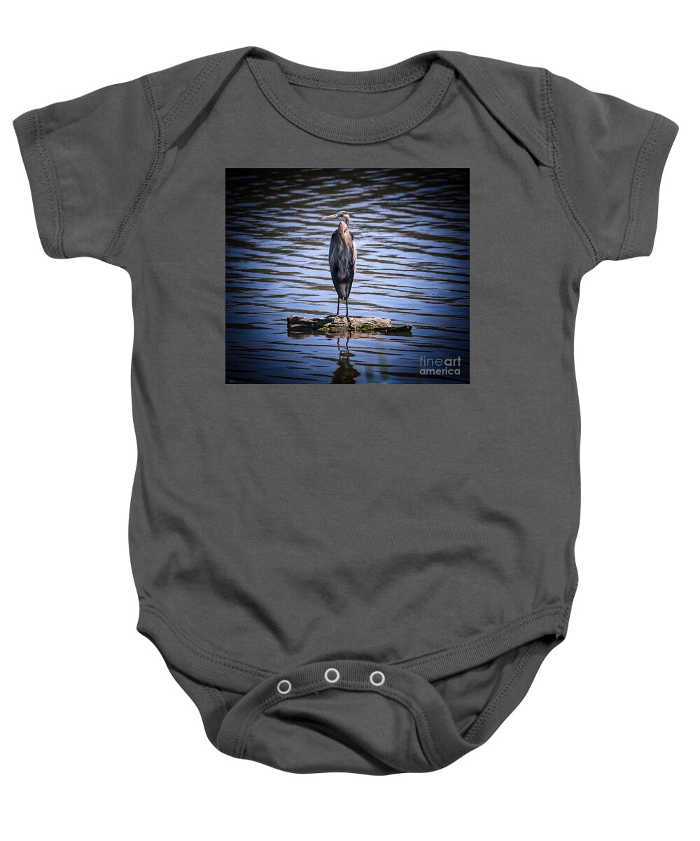 Heron Baby Onesie featuring the photograph Great Blue Heron by Veronica Batterson