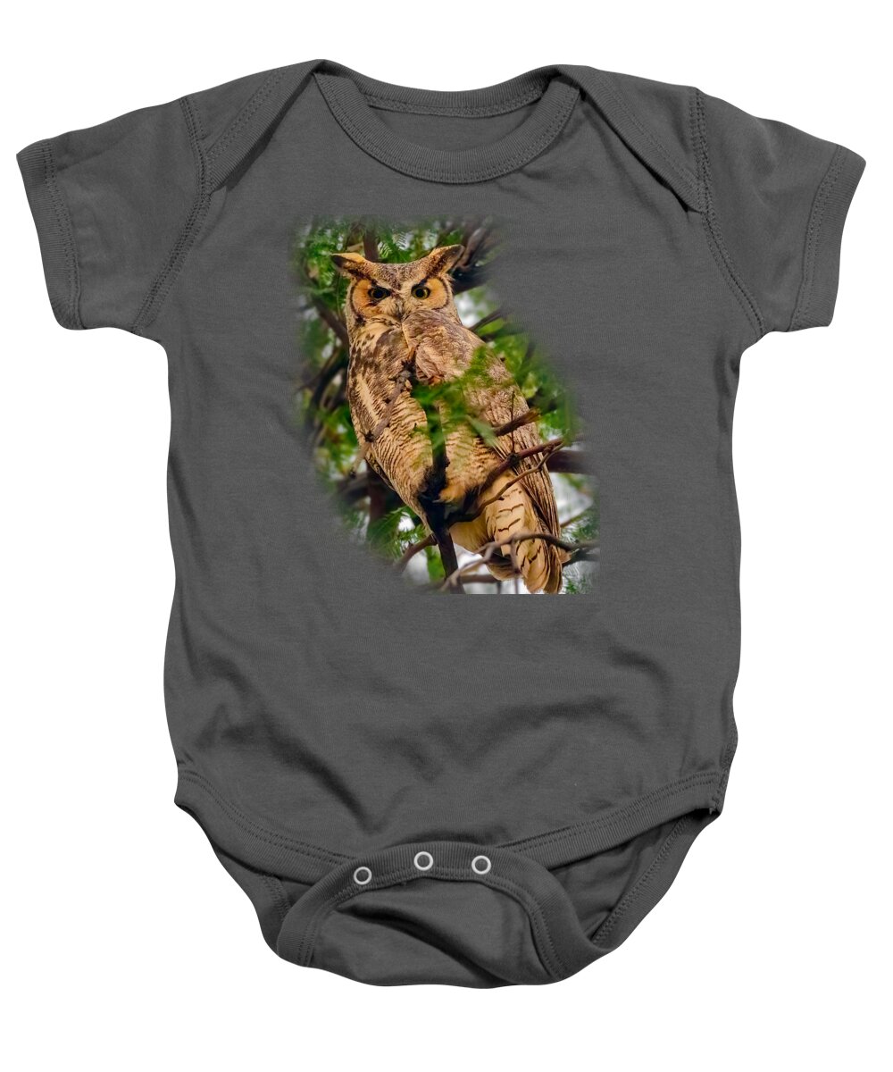 Mark Myhaver Photography Baby Onesie featuring the photograph Great Horned Owl 24536 by Mark Myhaver