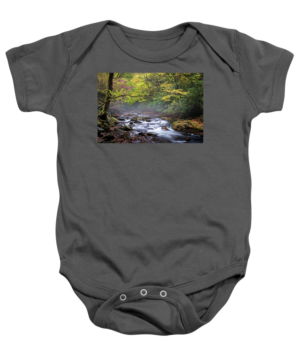 Landscape Baby Onesie featuring the photograph Great Smoky Mountains North Carolina Autumn Canopy by Robert Stephens