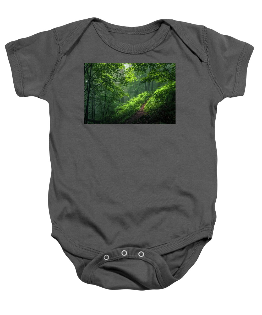 Mountain Baby Onesie featuring the photograph Green Forest by Evgeni Dinev