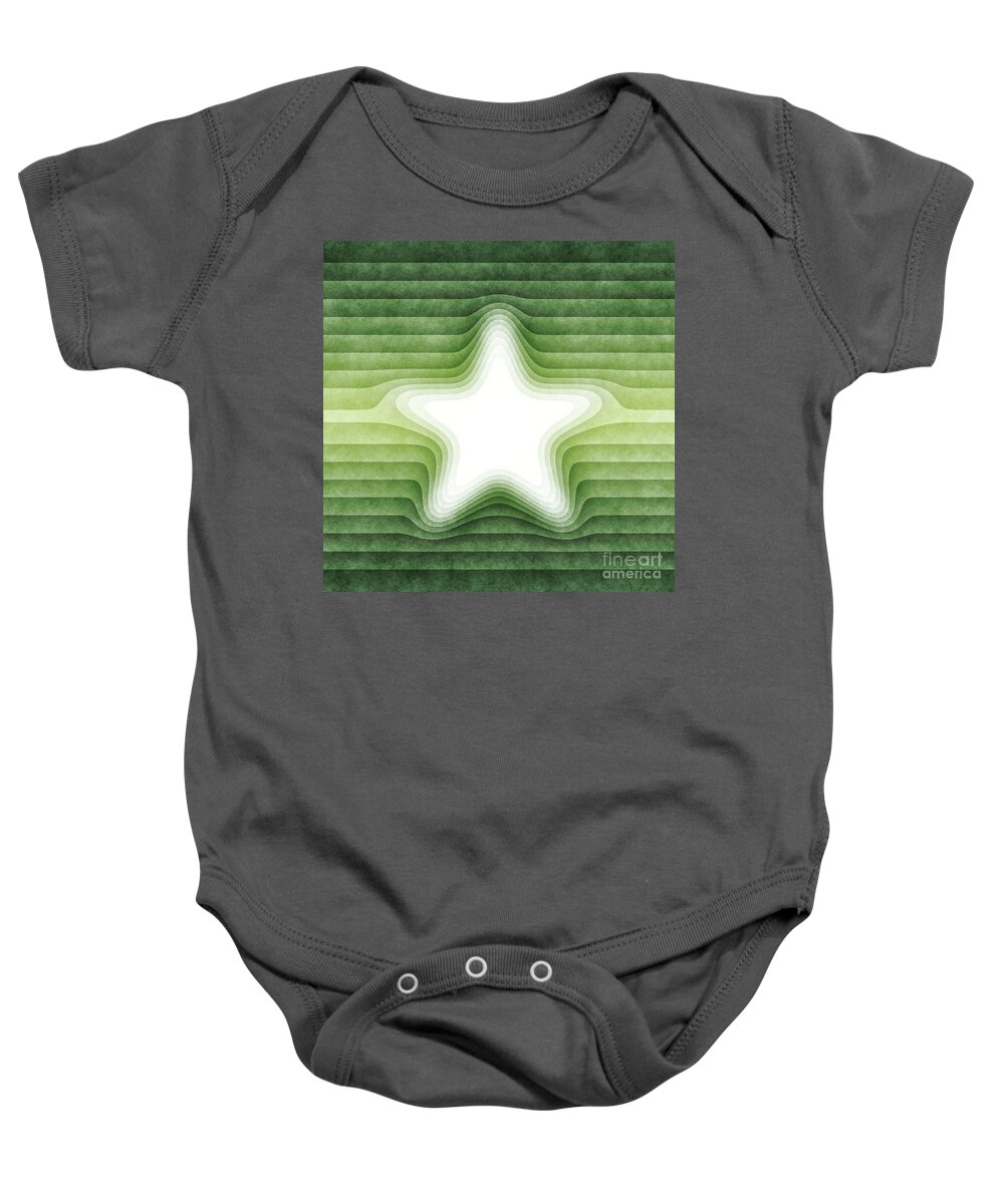 Green Baby Onesie featuring the digital art Green Star by Phil Perkins