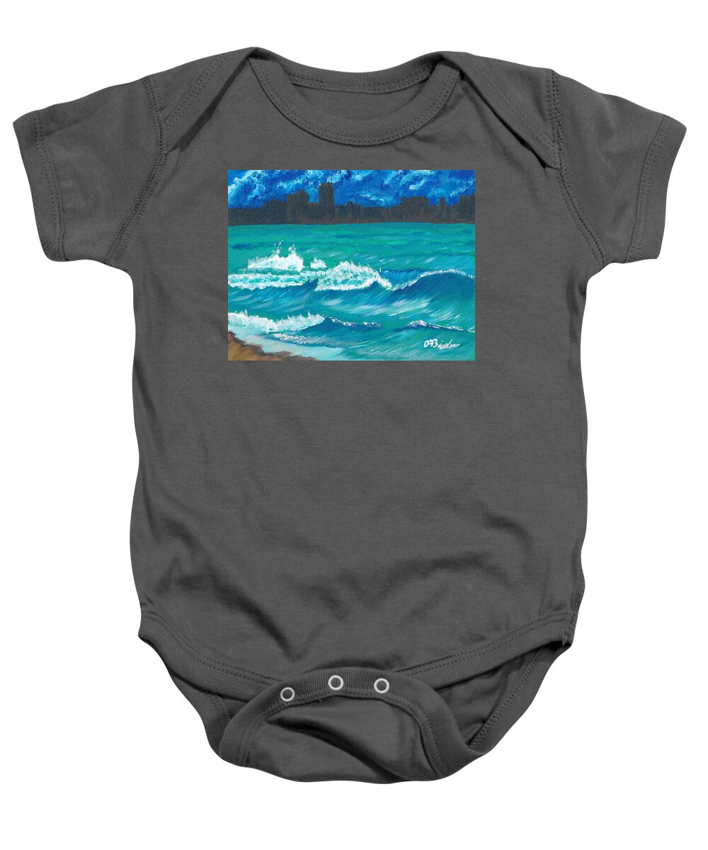 Wave Baby Onesie featuring the painting Hamilton Beach 2 by David Bigelow