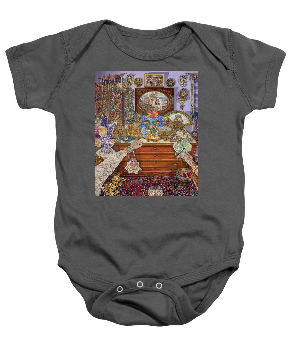 Self Portrait Baby Onesie featuring the painting Happily Ever After 80 X 60 Fleece Blanket by Bonnie Siracusa